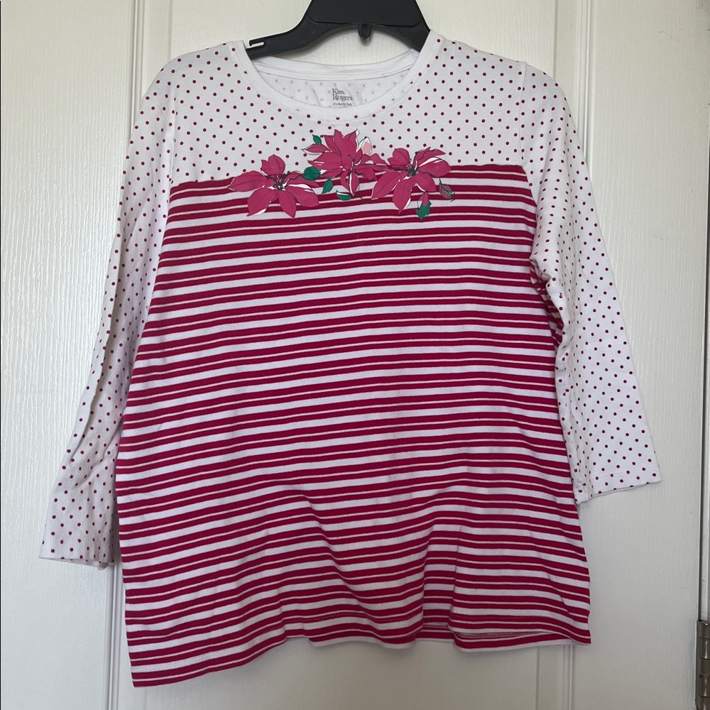 Pink And White Poinsettia Top By Kim Rogers
